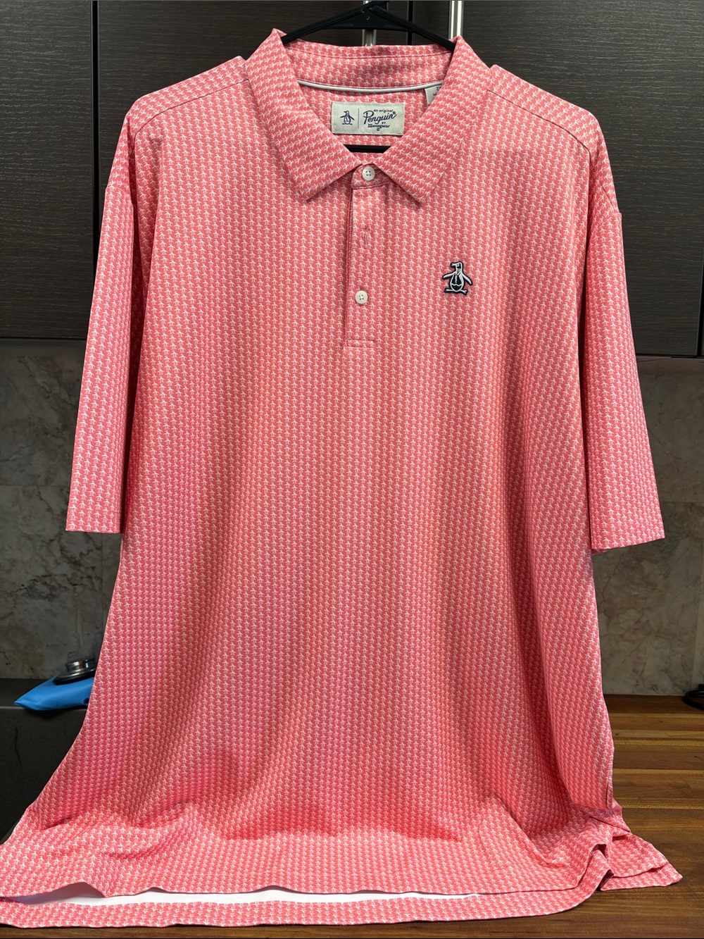 Original Penguin Coral-Pink Microprint Polo Shirt